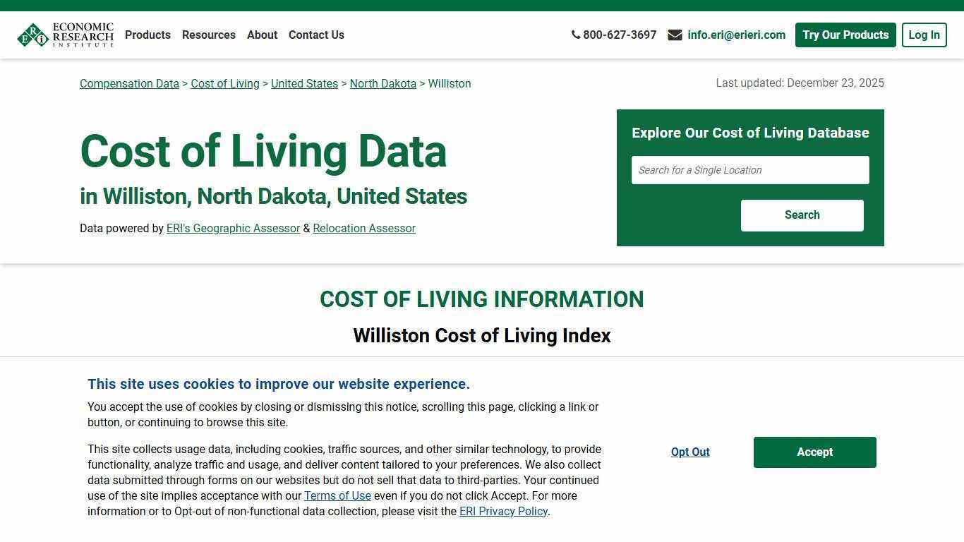 Cost of Living in Williston, ND | Cost of Living Index | ERI