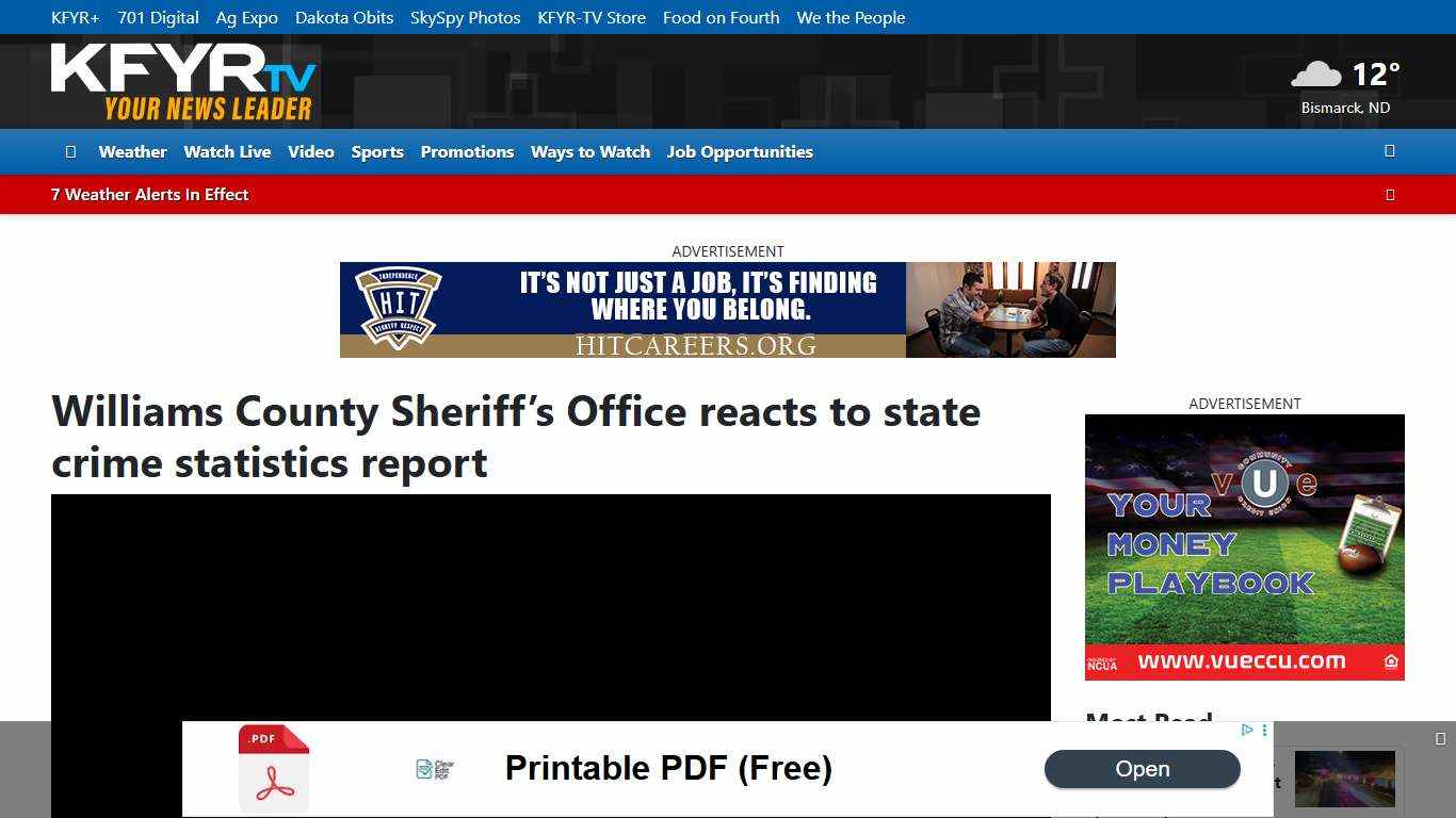 Williams County Sheriff’s Office reacts to state crime statistics report